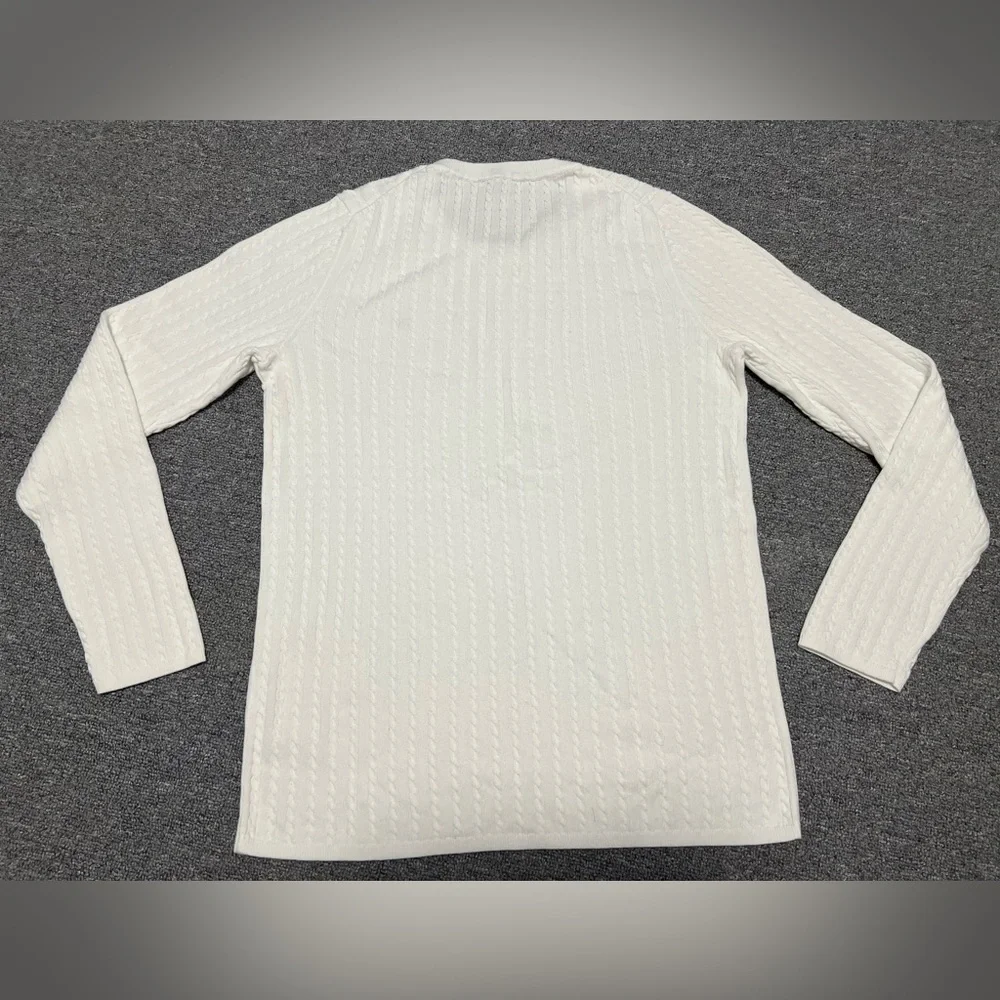 Tommy Hilfiger White Crewneck Cable Knit Sweater for Women - Picture 5 of 5